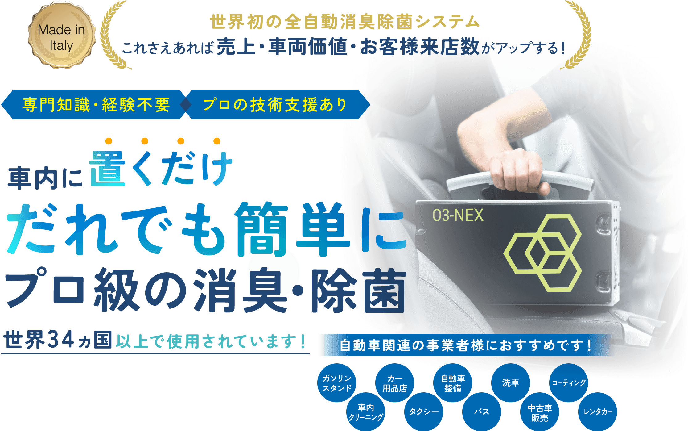 車内に置くだけ 誰でも簡単にプロ級の消臭・除菌